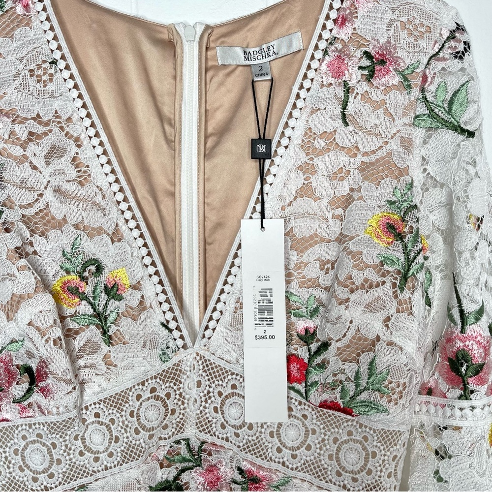 Badgley Mischka Lace Boho Cocktail Dress - Picture 9 of 12